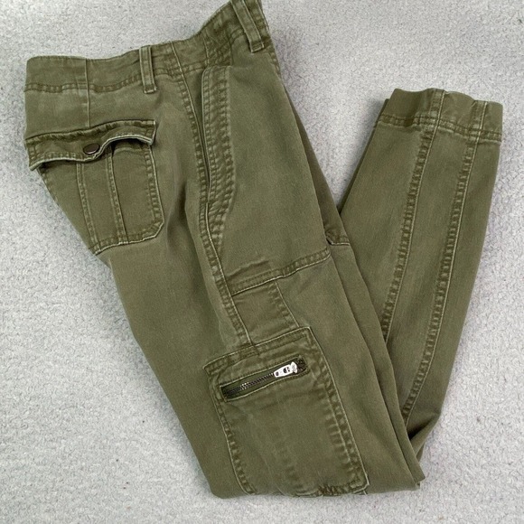 Gap Pants 00 Womens‎ Green Stretch Denim Cargo Skinny Ankle Military Utility - Picture 1 of 13